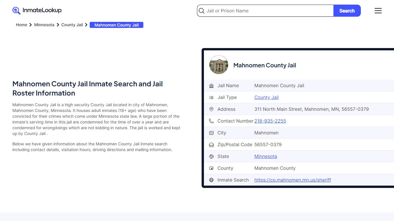 Mahnomen County Jail (MN) Inmate Search Minnesota - Inmate Lookup