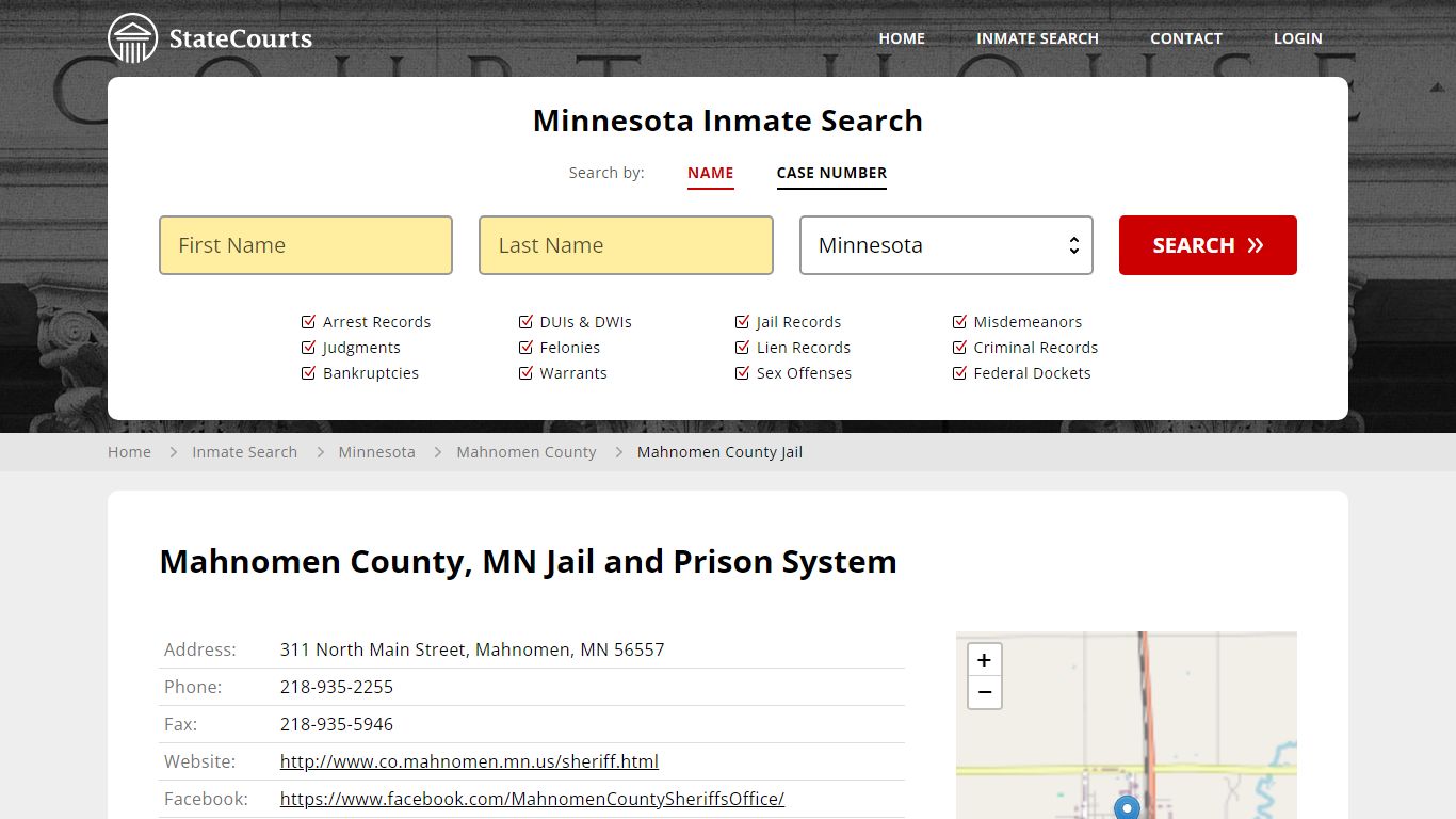 Mahnomen County, MN Jail and Prison System - State Courts